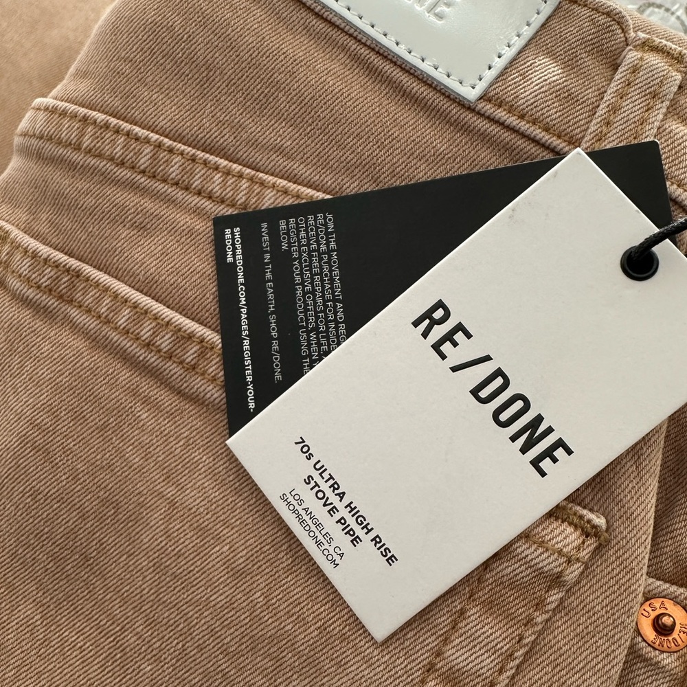 RE/DONE ’70s Ultra High Cropped Jeans – Sepia Beige Womens, 24, NWT - Picture 5 of 5